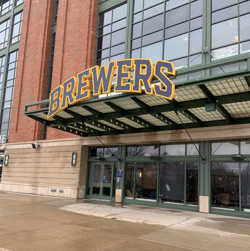 Outside of the Milwaukee Brewers stadium