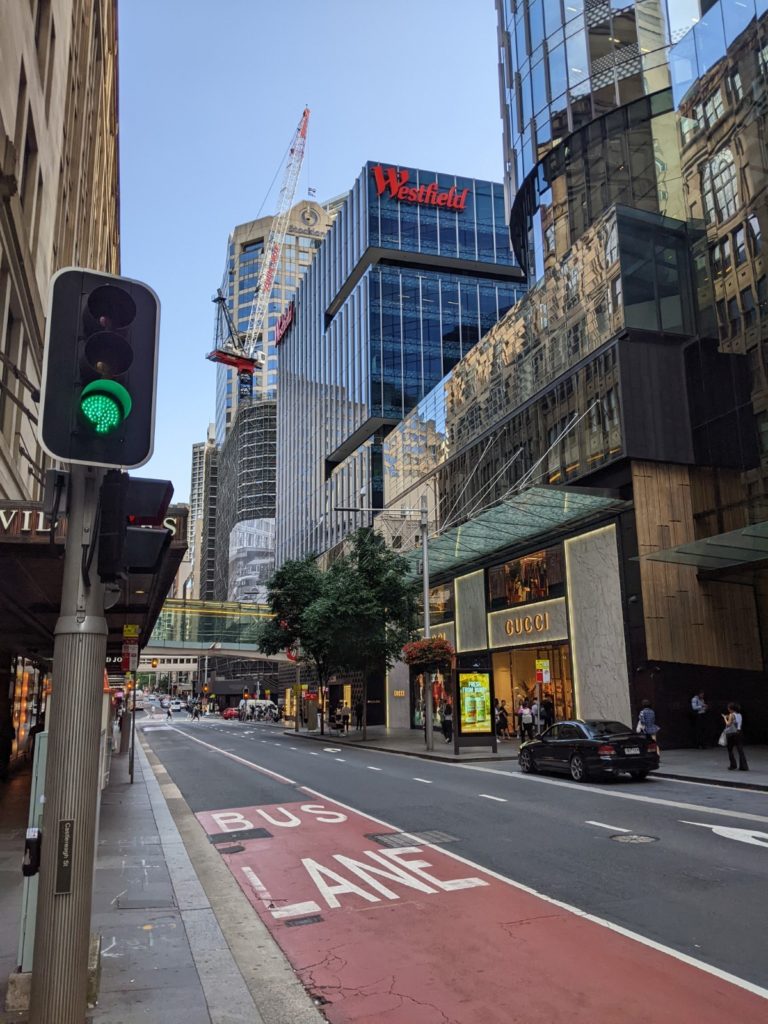 A view of a city street in Sydney